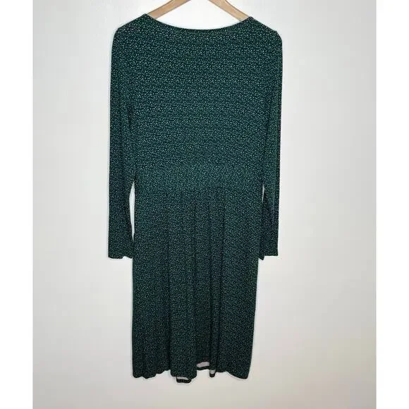 Boden Womens Abigail Long Sleeve Jersey Dress 10 Long Green Dots Pockets - Picture 9 of 11